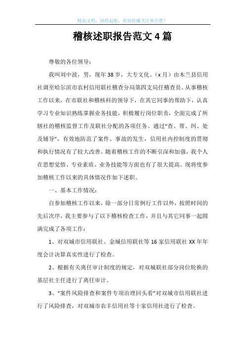稽核述职报告范文4篇