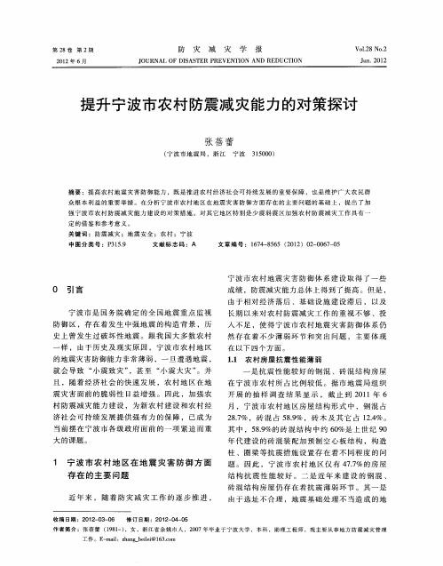 提升宁波市农村防震减灾能力的对策探讨