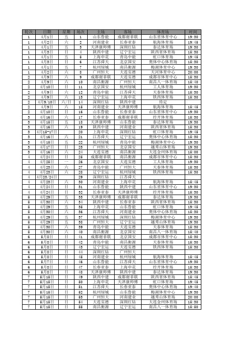 2011北京国安赛程(含全部赛程)