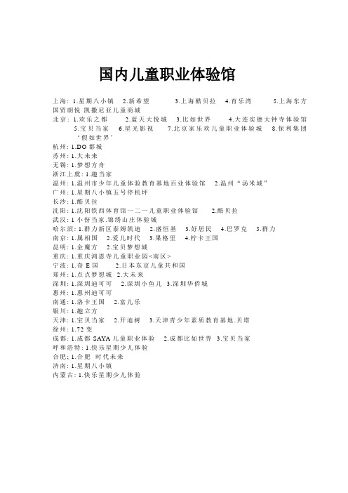 国内儿童职业体验馆