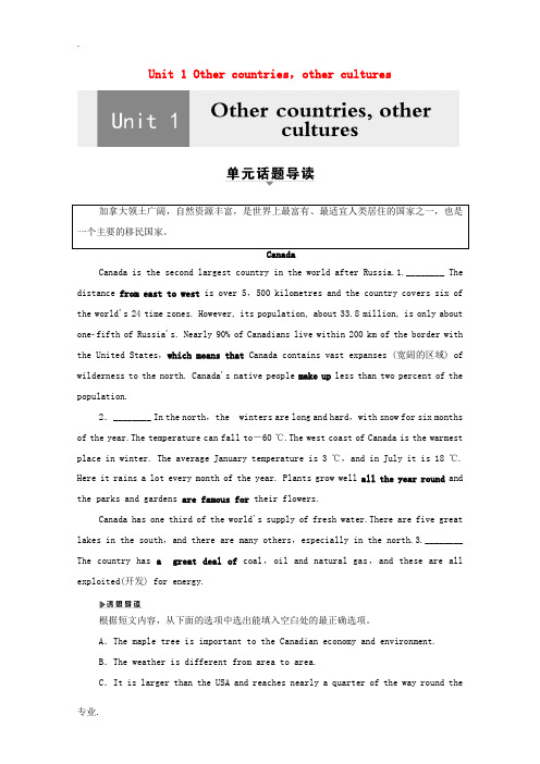 高中英语 Unit 1 Other countries,other cultures Section
