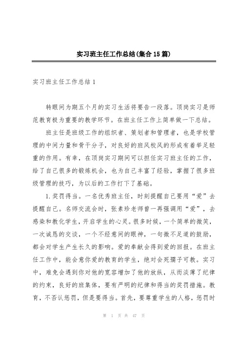 实习班主任工作总结(集合15篇)