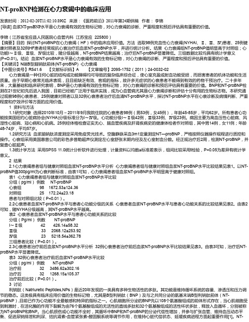 NT-proBNP检测在心力衰竭中的临床应用