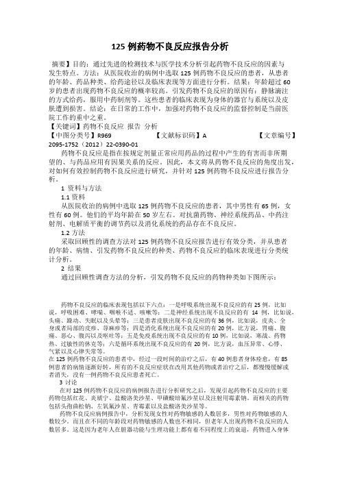 125例药物不良反应报告分析