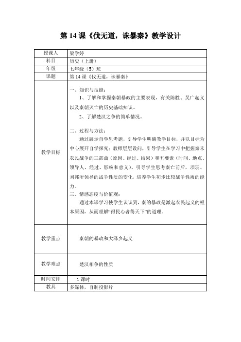 第14课伐无道诛暴秦教案
