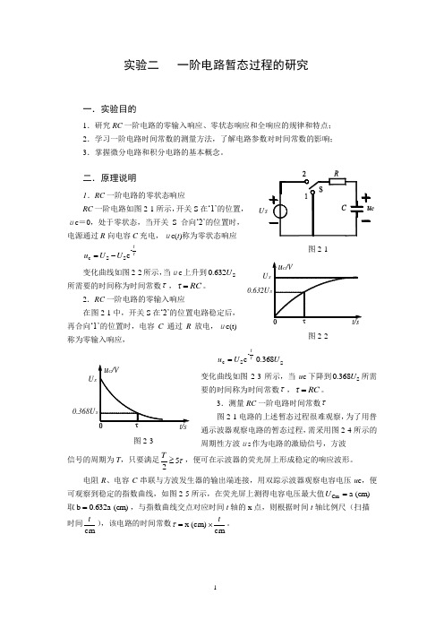 实验2   一阶电路暂态过程的研究