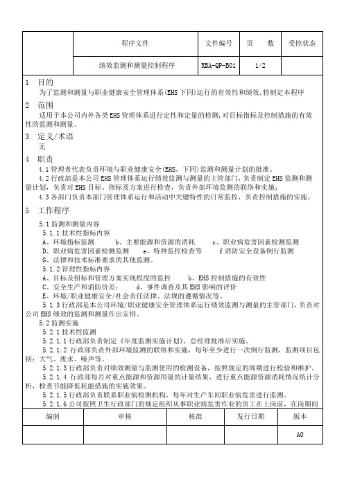 绩效监测和测量控制程序