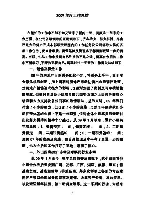 2009年度工作总结