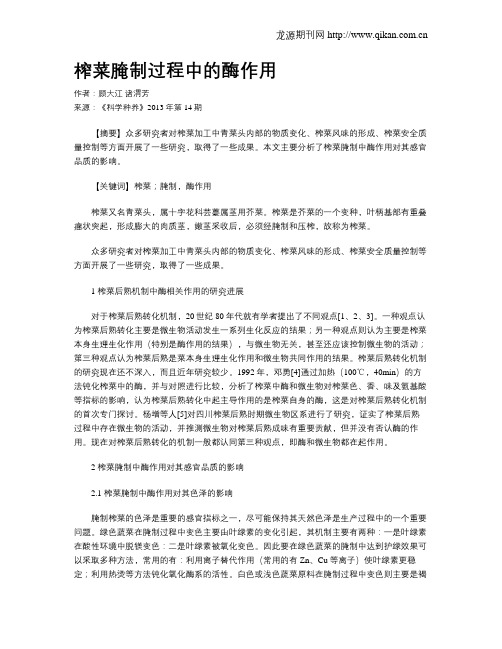 榨菜腌制过程中的酶作用