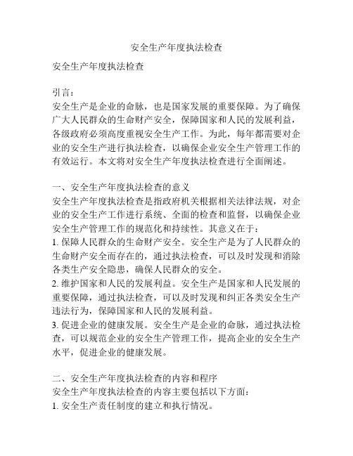 安全生产年度执法检查