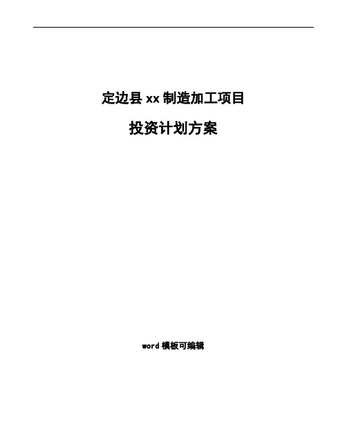 定边县投资计划方案怎样编写
