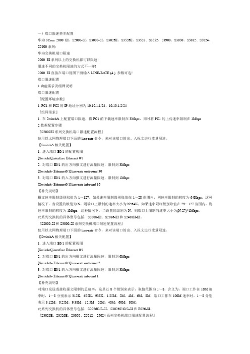 端口限速基本配置