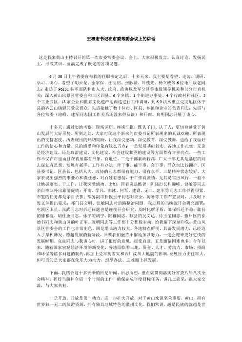 王福宏书记在市委常委会议上的讲话