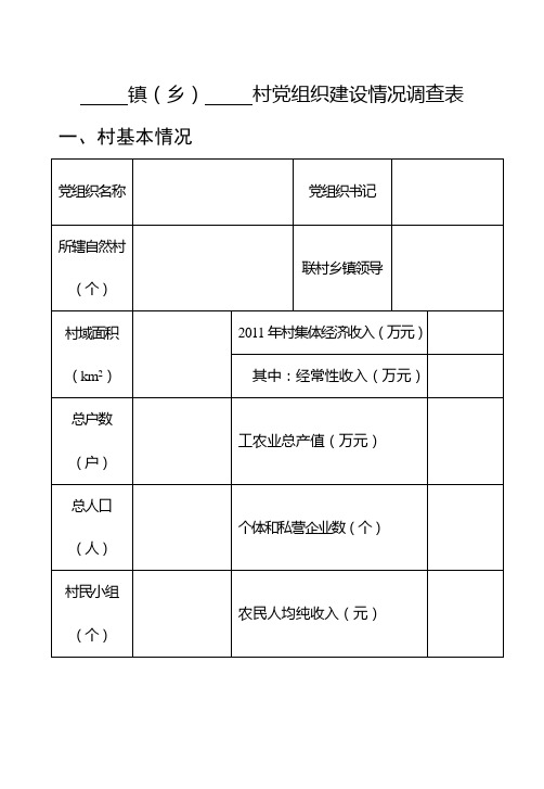 “进村入企”大走访活动调查表