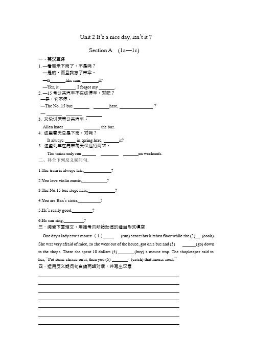 鲁教版五四制英语八年级下册-Unit 2 It