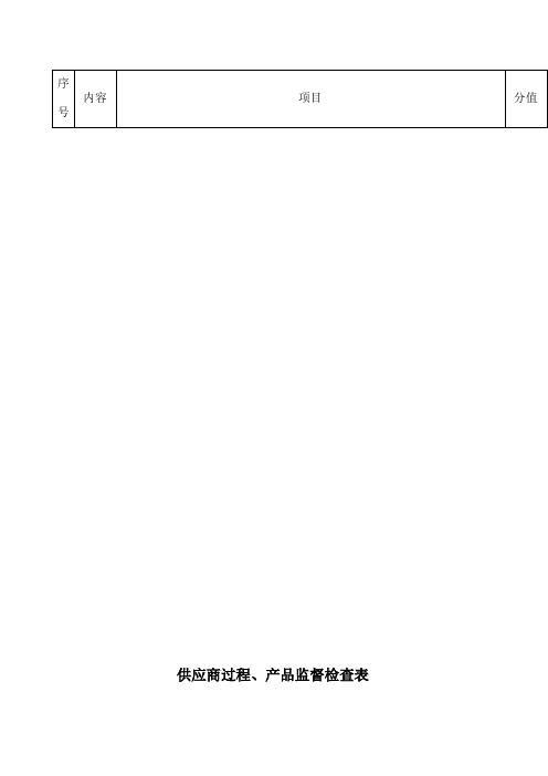 供应商过程产品监督检查表