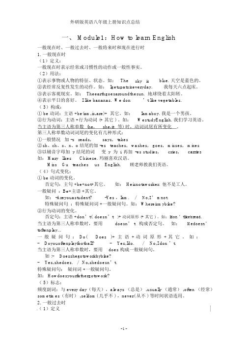 外研版八年级上册英语语法总结