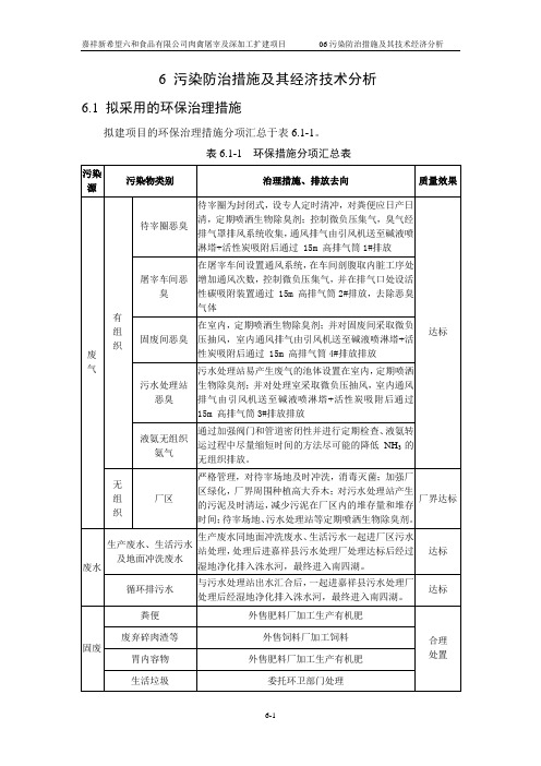 肉禽屠宰及深加工扩建项目环境影响报告书-污染防治措施及经济技术可行性分析