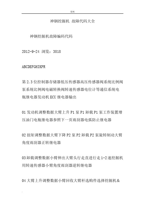 神钢挖掘机故障代码(大全)