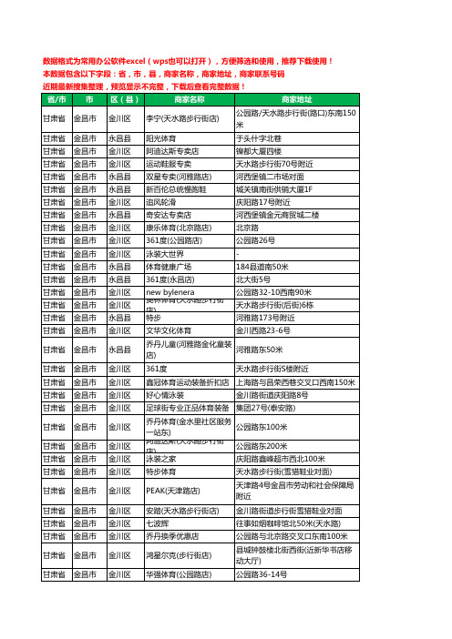 2020新版甘肃省金昌市体育用品工商企业公司商家名录名单联系电话号码地址大全36家