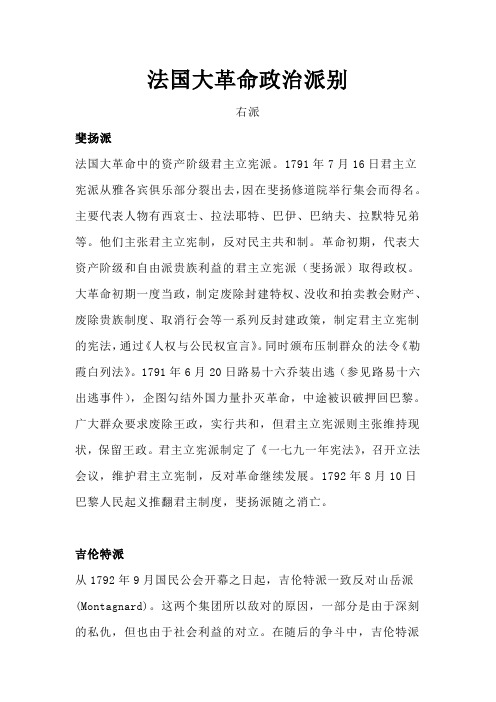 法国大革命政治派别