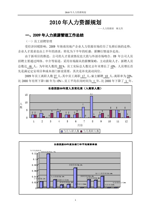 2010年人力资源工作规划
