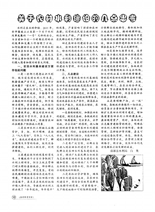 关于农村水利建设的几点思考