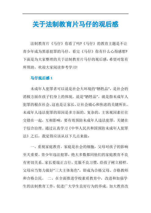 关于法制教育片马仔的观后感