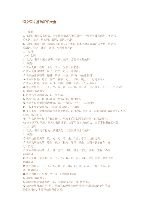 (完整版)语文语法基础知识大全,推荐文档