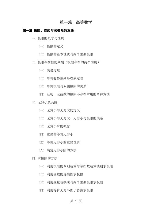 数学复习全书提纲30页word