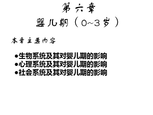 人类行为与社会环境 第六章 婴儿期(03岁)