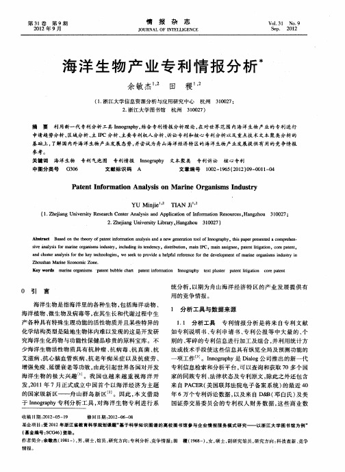 海洋生物产业专利情报分析