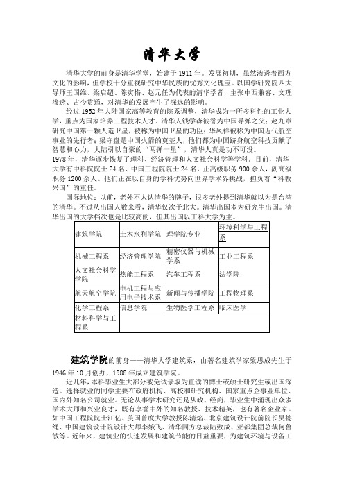 清华专业介绍