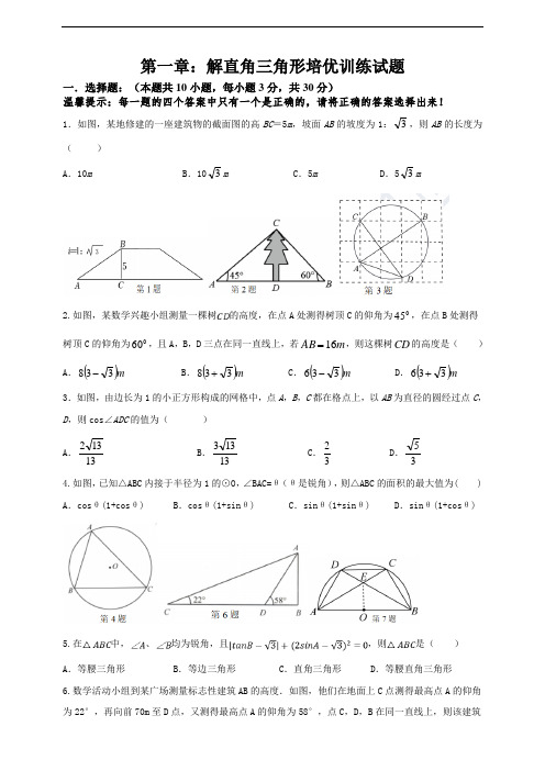 第一章：解直角三角形培优训练试题