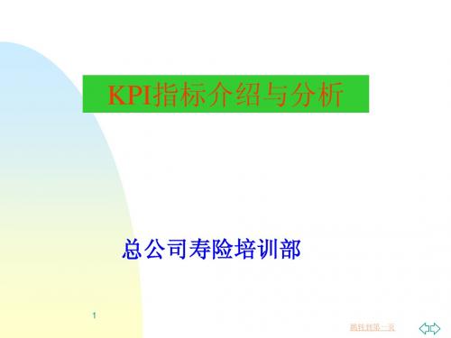 kPI指标介绍与分析