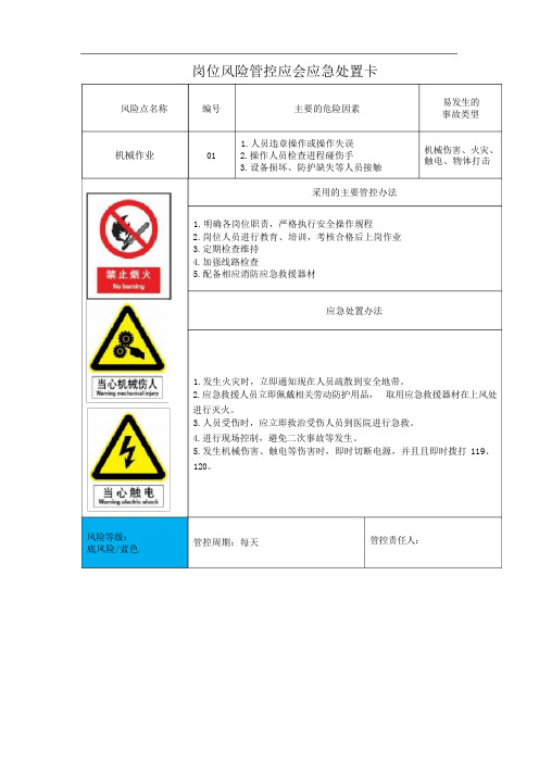 岗位风险管控应会应急处置卡