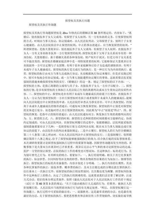 探望权及其执行问题