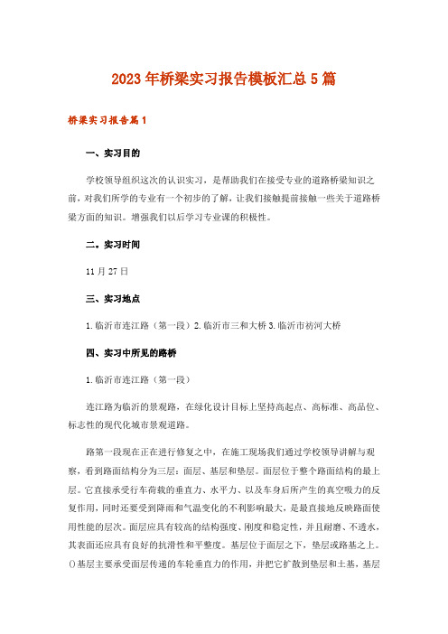 2023年桥梁实习报告模板汇总5篇