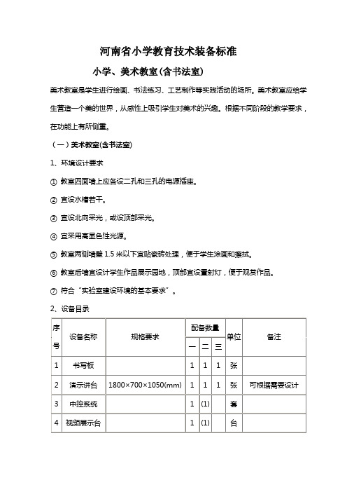 小学美术教室标准