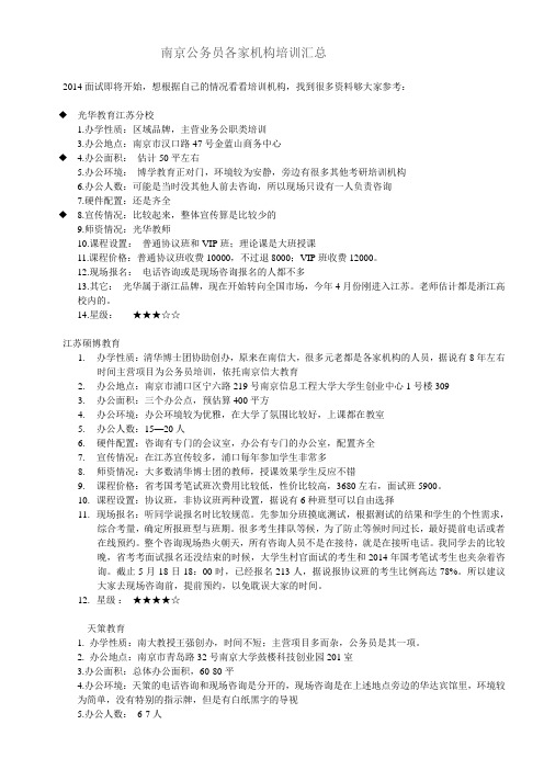 盘点南京各家公务员培训机构
