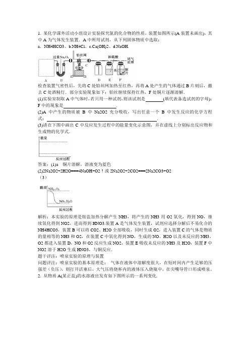 高中化学知识点题库 喷泉实验的原理与装置GZHX155