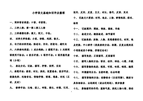 2018-2019年小学语文人教版六年级下册基础知识毕业整理