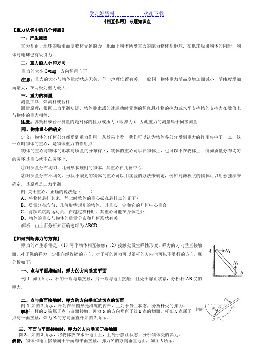 高中物理《相互作用》专题知识点及习题