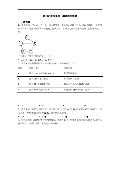 惠州市中考化学一模试题及答案