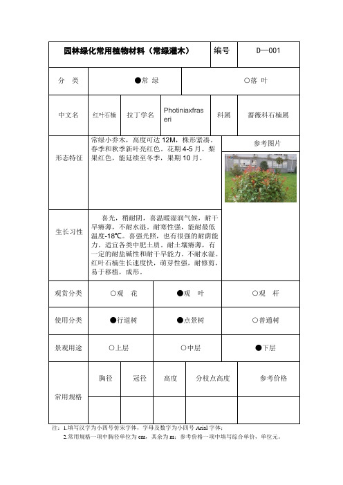 常绿灌木  生态习性