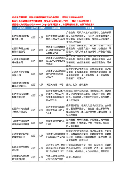 新版山西省太原婚庆庆典工商企业公司商家名录名单联系方式大全21家