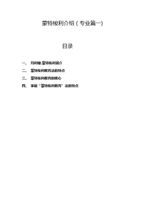 蒙特梭利介绍专业篇