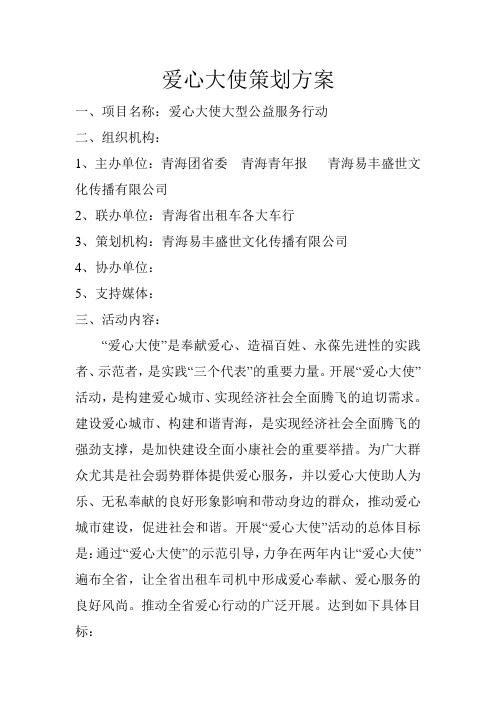 爱心大使策划方案