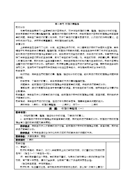 2020最新人教版二年级下册数学教案(全册表格)