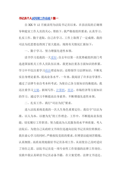 书记员个人试用期工作总结3篇一